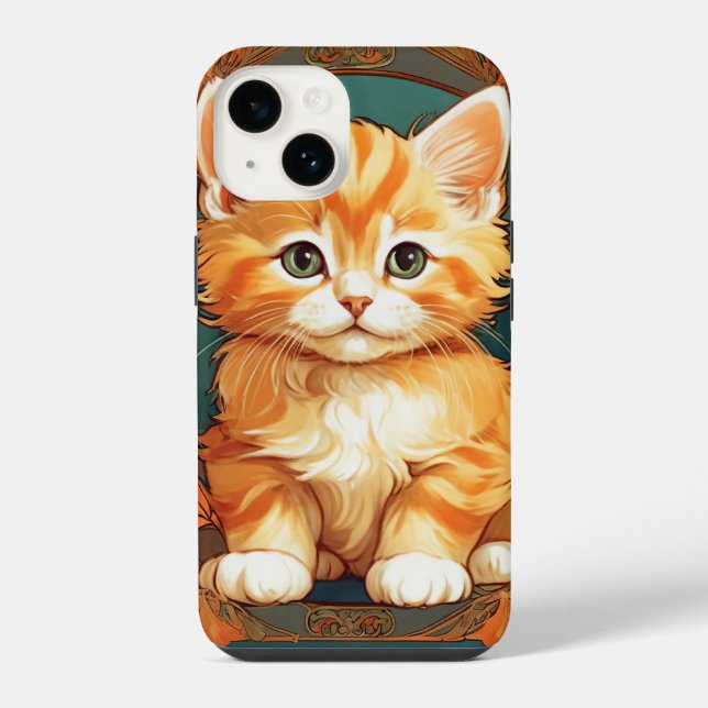 Alphonse Mucha Style Orange Cat iPhone Case (Back)
