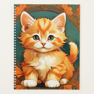 Alphonse Mucha Style Orange Cat Planner