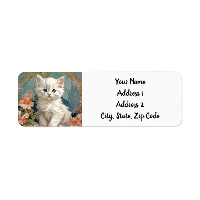 Alphonse Mucha Style White Cat (Front)