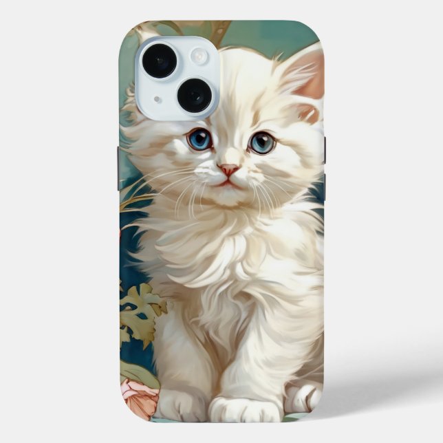 Alphonse Mucha Style White Cat Case-Mate iPhone Case (Back)