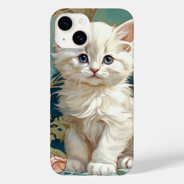 Alphonse Mucha Style White Cat Case-Mate iPhone Case (Back)