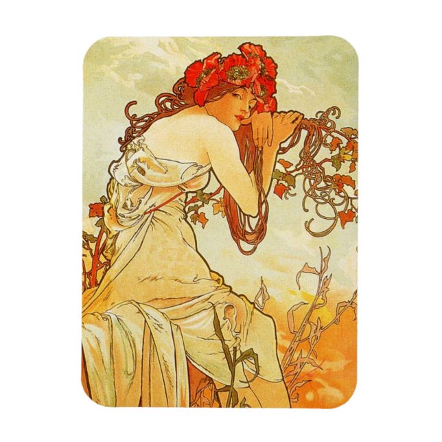 Alphonse Mucha Summer Magnet (Vertical)