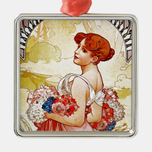 Alphonse Mucha Summer Metal Ornament