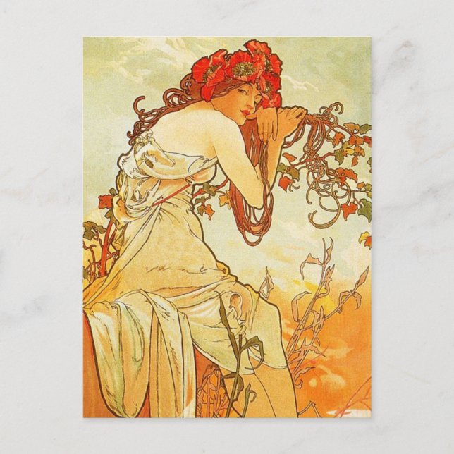 Alphonse Mucha Summer Postcard (Front)