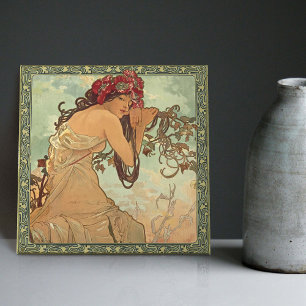 Alphonse Mucha Summer Season Art Nouveau Vintage Tile