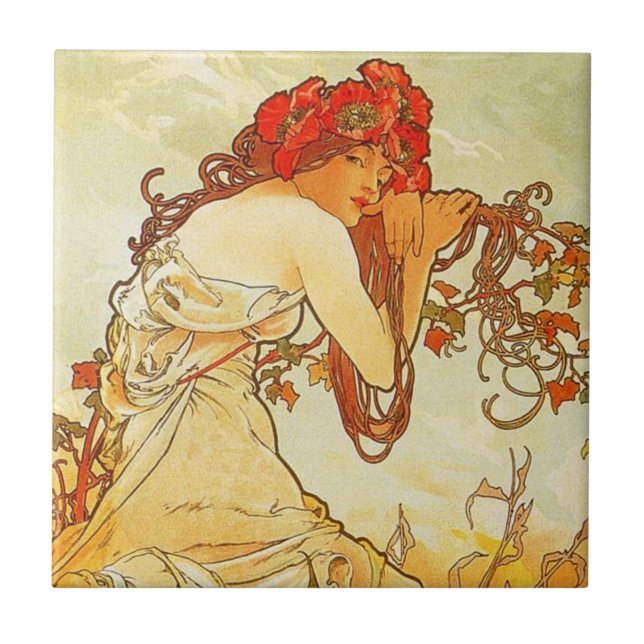 Alphonse Mucha Summer Tile (Front)