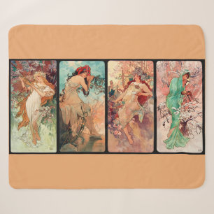 Alphonse Mucha, The Four Seasons (1896) Sherpa Blanket