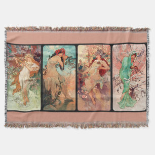 Alphonse Mucha, The Four Seasons (1896)  Throw Blanket