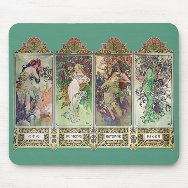 Alphonse Mucha , “ The four seasons ” Mouse Pad (Front)