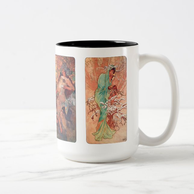 Alphonse Mucha , The four seasons Two-Tone Coffee Mug (Right)