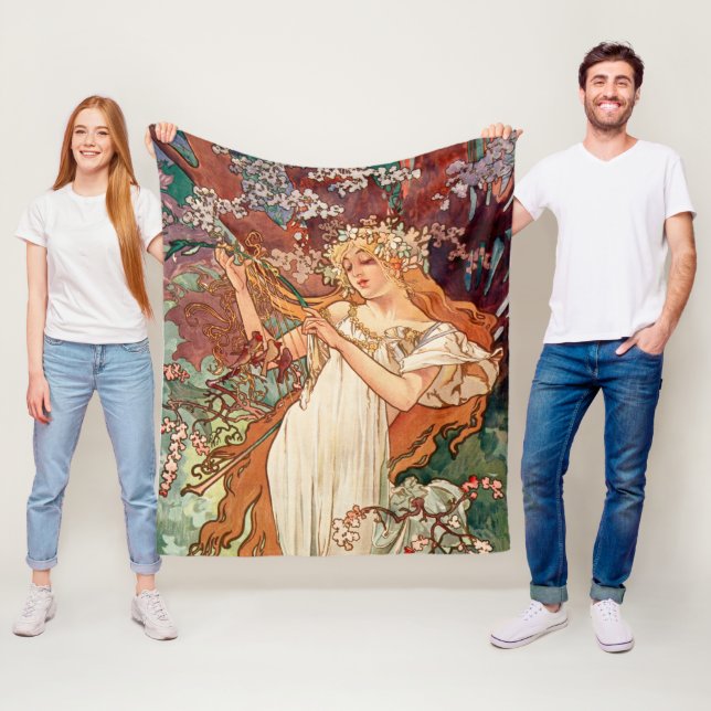 Alphonse Mucha, The Seasons (1896) Spring Fleece Blanket (In Situ)