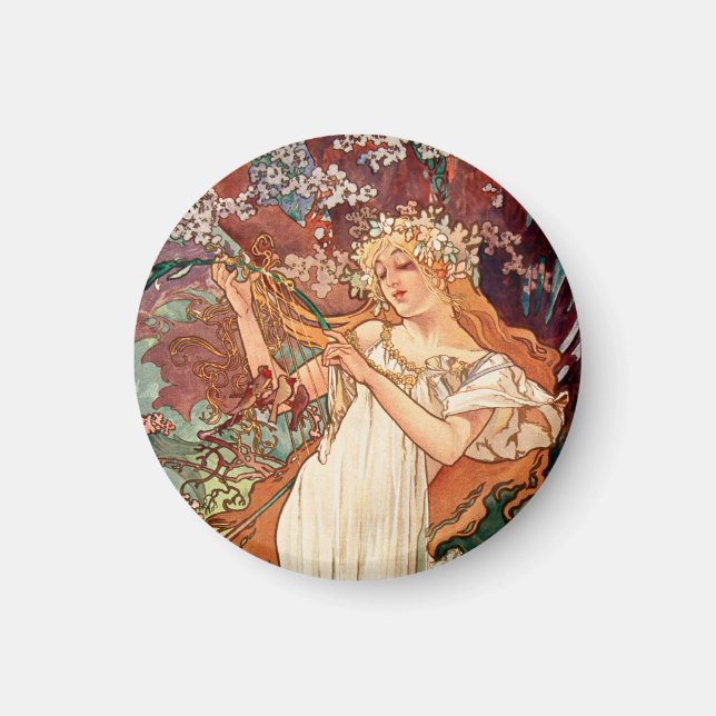 Alphonse Mucha, The Seasons (1896) Spring Magnet (Front)