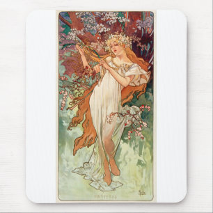 Alphonse Mucha, The Seasons (1896) Spring Mouse Pad