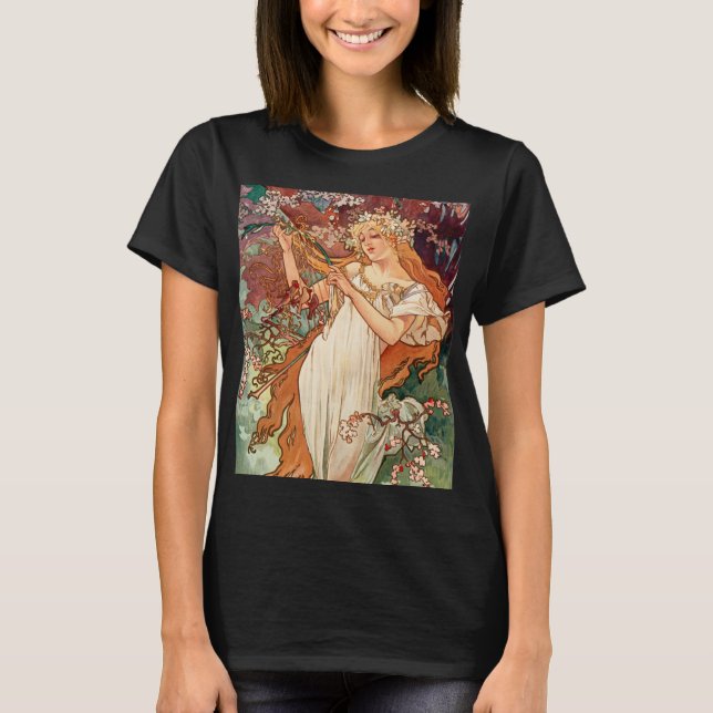 Alphonse Mucha, The Seasons (1896) Spring T-Shirt (Front)