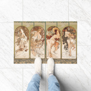 Alphonse Mucha The Seasons 1897 Art Nouveau Doormat