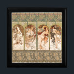 Alphonse Mucha The Seasons 1897 Art Nouveau Gift Box<br><div class="desc">Immerse yourself in the captivating elegance of Alphonse Mucha's "The Seasons" from 1897, an iconic masterpiece of the Art Nouveau movement. This exquisite artwork beautifully depicts four ethereal female figures, each personifying a different season with graceful flowing lines, rich natural motifs, and Mucha's signature decorative style. From the delicate blossoms...</div>