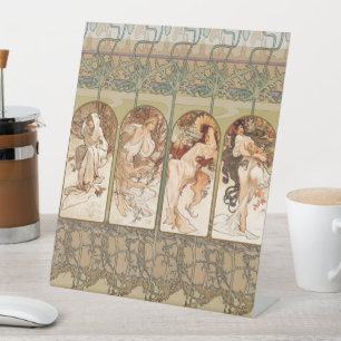 Alphonse Mucha The Seasons 1897 Art Nouveau Pedestal Sign