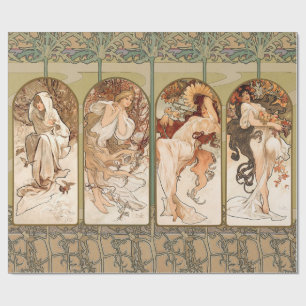 Alphonse Mucha The Seasons 1897 Art Nouveau Wrapping Paper