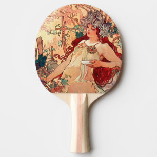 Alphonse Mucha, The Seasons, Autumn (1896) Ping Pong Paddle