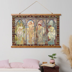Alphonse Mucha -The times of the day  Hanging Tapestry