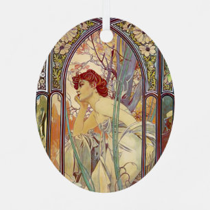Alphonse Mucha -The times of the day Mug Metal Ornament