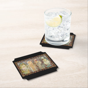 Alphonse Mucha -The times of the day Paper Coaster