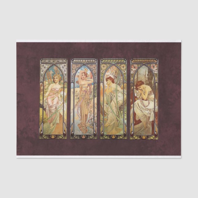 Alphonse Mucha, The Times of the Day Tissue Paper (Front)