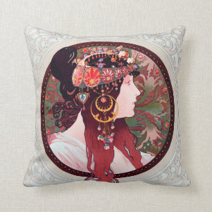 Alphonse Mucha Throw Pillow