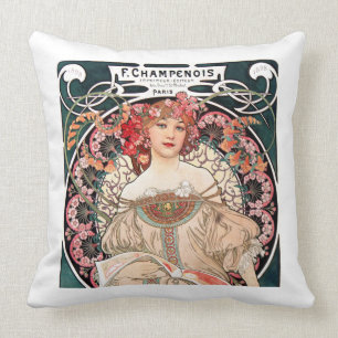 Alphonse Mucha Throw Pillow