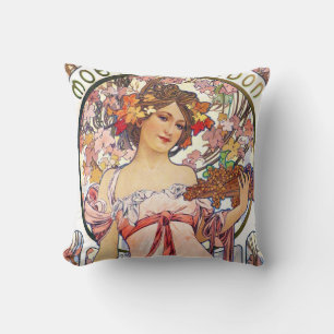 Alphonse Mucha Throw Pillow