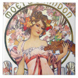 Alphonse Mucha Tile<br><div class="desc">Alphonse Mucha (24 July 1860 – 14 July 1939) was a Czech painter, illustrator and graphic artist, living in Paris during the Art Nouveau period, best known for his distinctly stylized and decorative theatrical posters, particularly those of Sarah Bernhardt. He produced illustrations, advertisements, decorative panels, and designs, which became among...</div>
