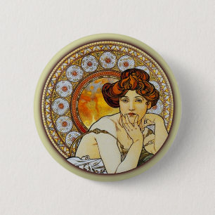 Alphonse Mucha - Topaz 2 Inch Round Button