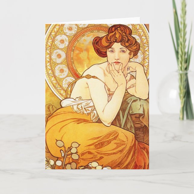 Alphonse Mucha Topaz Greeting Card (Front)