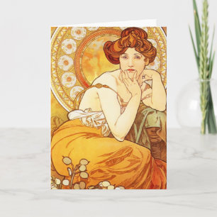 Alphonse Mucha Topaz Greeting Card