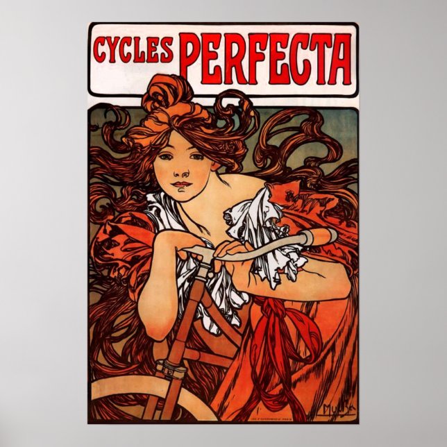 Alphonse Mucha Vintage Bicycle Poster (Front)
