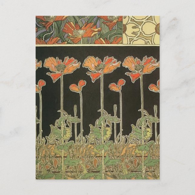 Alphonse Mucha Vintage Popular Art Nouveau Poppies Postcard (Front)
