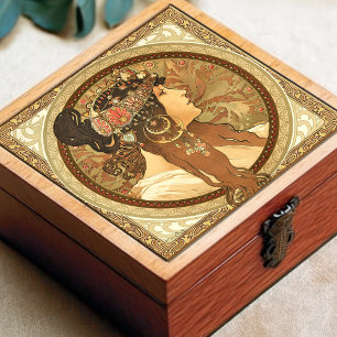 Alphonse Mucha Woman Portrait Art Nouveau Vintage Tile