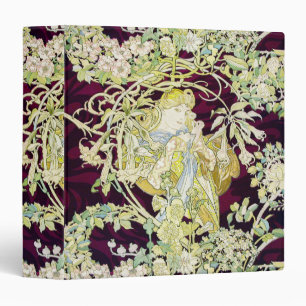 Alphonse Mucha Woman with Daisy Art Nouveau Art Binder