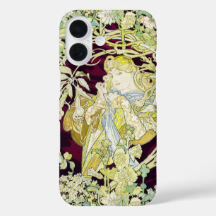 Alphonse Mucha Woman with Daisy Art Nouveau Art iPhone 16 Case