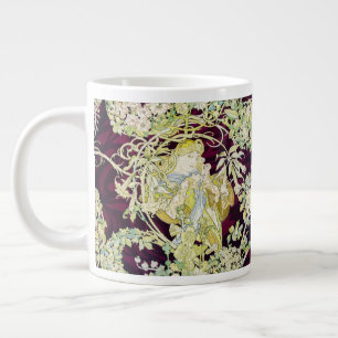 Alphonse Mucha Woman with Daisy Art Nouveau Art Large Coffee Mug