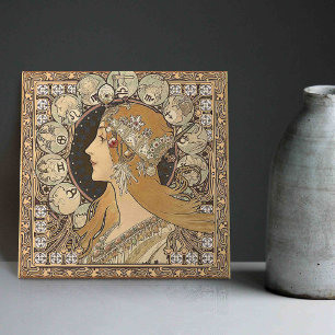 Alphonse Mucha ZODIAC 1896 Art Nouveau Vintage Tile