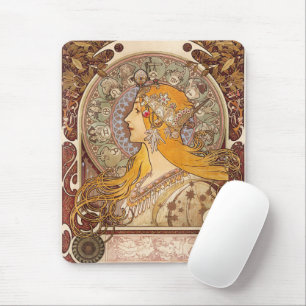 Alphonse Mucha Zodiac Art Nouveau Vintage Decor Mouse Pad