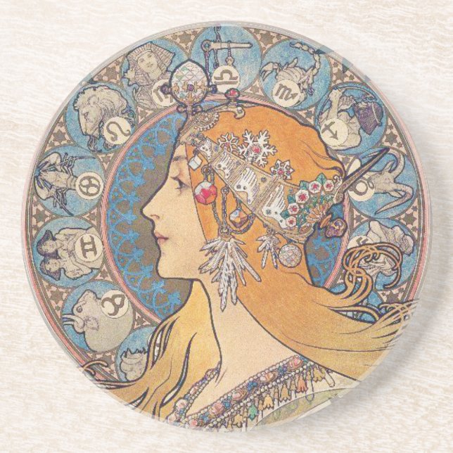 Alphonse Mucha , “Zodiac” Coaster (Front)