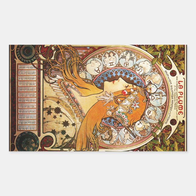 Alphonse Mucha Zodiac Sticker (Front)
