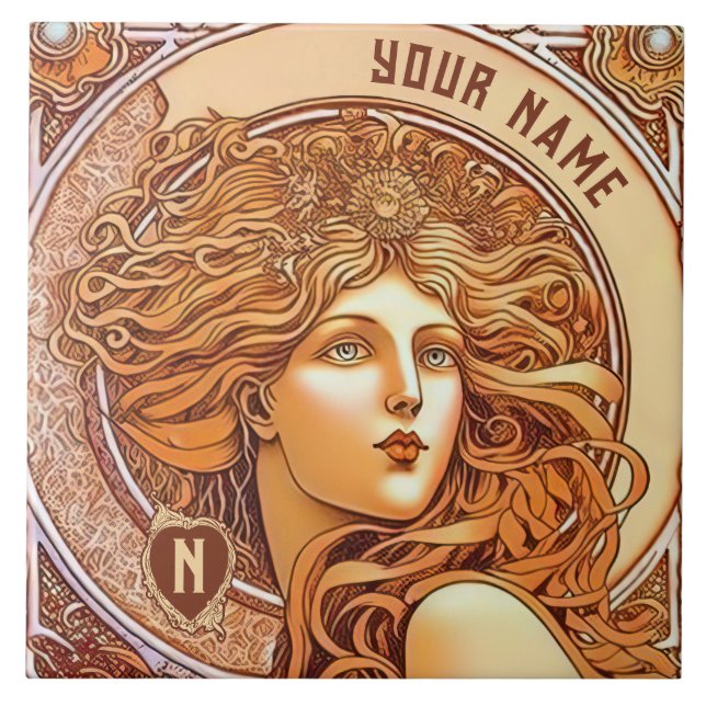 Alphonse Mucha Zodiac Wall Decor Art Nouveau Ceram Tile (Front)