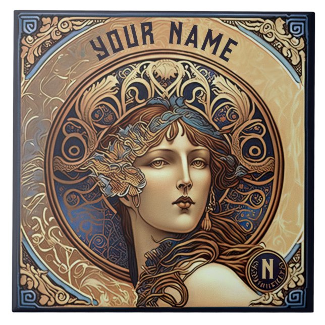Alphonse Mucha Zodiac Wall Decor Art Nouveau Tile (Front)