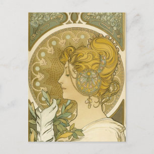 Alphonse Mucha's La Plume Postcard