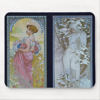 Alphonse Mucha's "Summer and Winter" Mouse Pad
