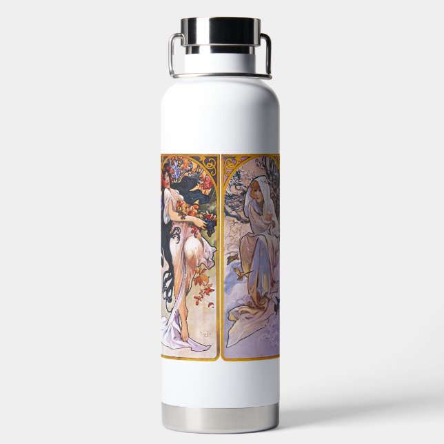 Alphonso Mucha Illustrations. Art Nouveau Water Bottle (Back)