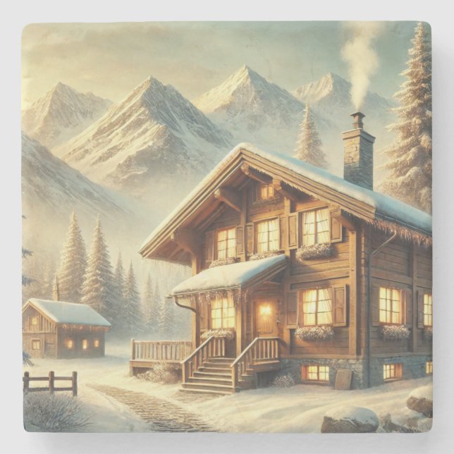 Alpine Charm Stone Coaster (Front)